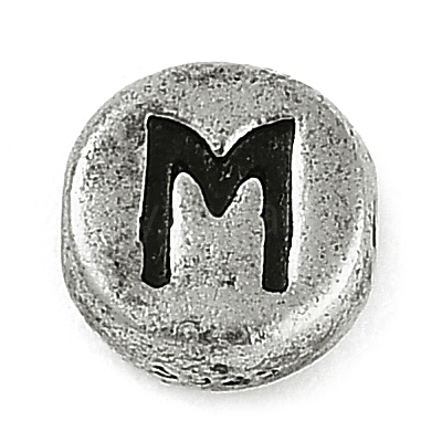 925 Sterling Silver Flat Round with Letter Beads LS-STER-G044-01AS-M-1