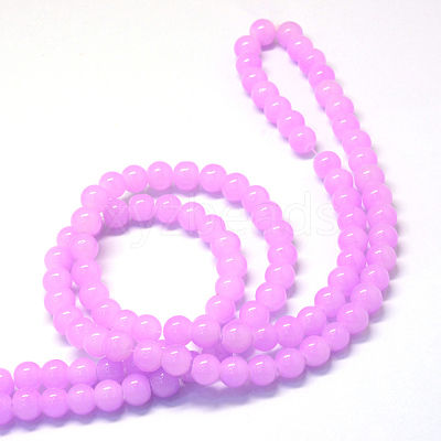 Baking Paint Imitation Jade Glass Round Bead Strands X-DGLA-Q021-6mm-23-1