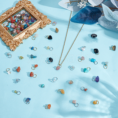 120Pcs 30 Styles Chip Gemstone Charms PALLOY-HY00045-1