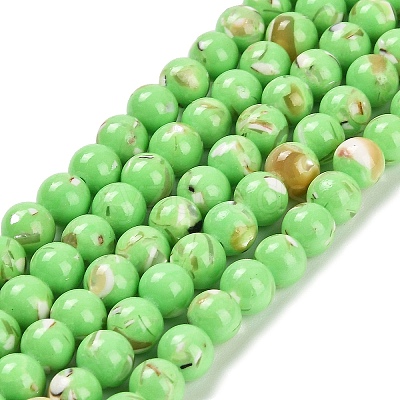 Assembled Synthetic Stone and Trochus Shell Beads Strands G-B128-08B-07-1