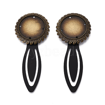 Alloy & Iron Bookmark Cabochon Settings PALLOY-N184-09AB-1