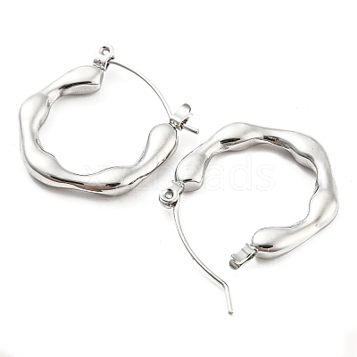 Non-Tarnish Wave Ring 304 Stainless Steel Hoop Earrings for Women EJEW-C067-11P-1