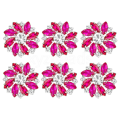 6Pcs Alloy Rhinestone Shank Buttons BUTT-FG0001-25A-1