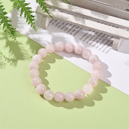 Natural Rose Quartz Bead Stretch Bracelets BJEW-K212-C-045-1