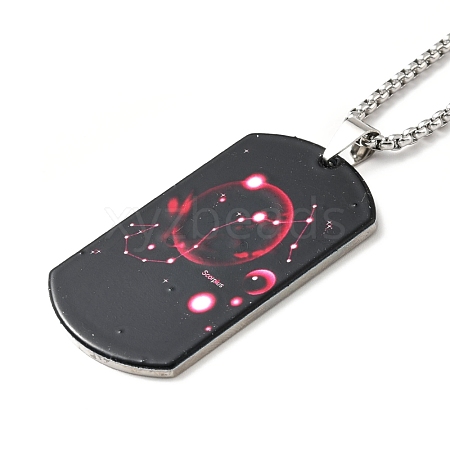 Non-Tarnish 201 Stainless Steel Rectangle with Constellations Pendant Necklace for Women NJEW-G015-01J-1