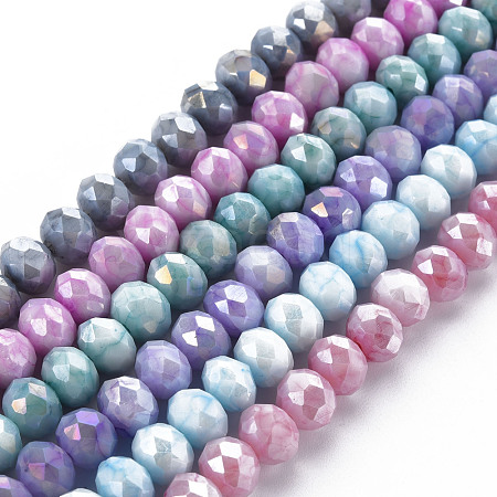 Opaque Baking Painted Glass Beads Strands EGLA-N006-010A-B-1