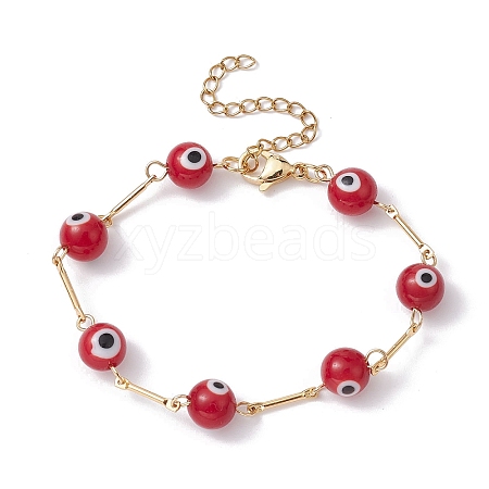 Lampwork Evil Eye Link Chain Bracelets BJEW-JB10045-04-1