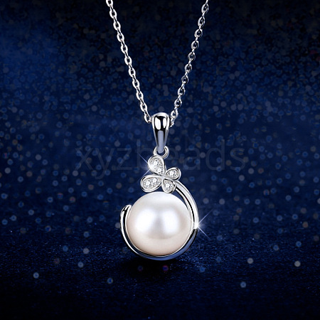 Plastic Imitation Pearl & Alloy Pendant Necklaces WG4C35F-03-1