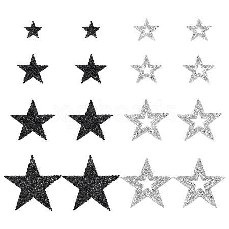8 Styles Star Hotfix Resin Rhinestone Iron on Patches PATC-FG0002-27-1