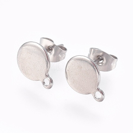 Non-Tarnish 304 Stainless Steel Stud Earring Findings STAS-G178-02P-8mm-1