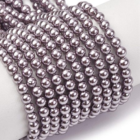 Electroplated Shell Pearl Beads Strands BSHE-G041-3mm-02-1