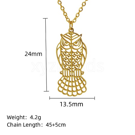 Stainless Steel Geometric Artistic Hollow Animal Pendant Necklaces JK0174-15-1