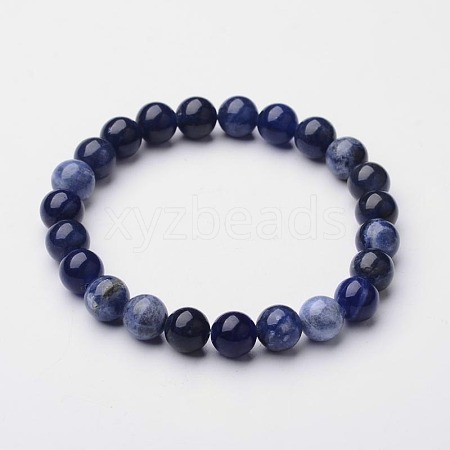 Natural Sodalite Beaded Stretch Bracelets X-BJEW-F203-05-1