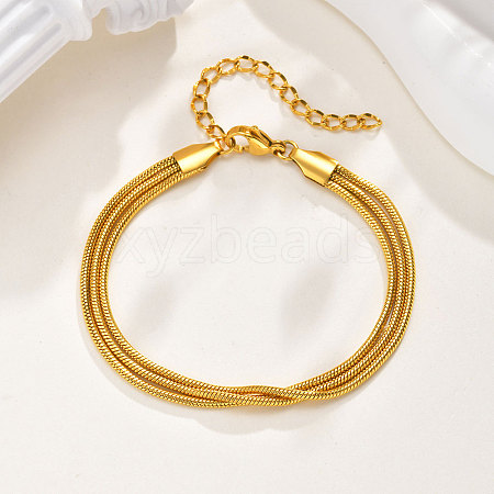 304 Stainless Steel Snake Chain Multi-strand Bracelets BJEW-C128-01C-1