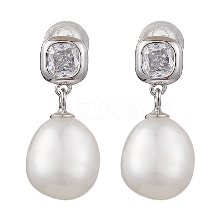 Natural Pearl Ear Studs EJEW-P286-11P-1