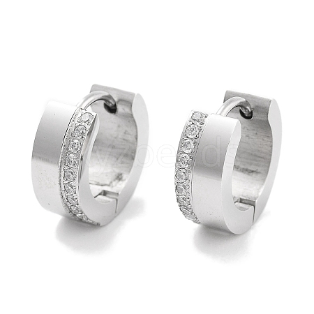 304 Stainless Steel Micro Pave Clear Cubic Zirconia Huggie Hoop Earrings for Women EJEW-C096-02P-1