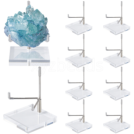 Stainless Steel Crystal Ball Display Holder with Square Clear Acrylic Bases AJEW-WH0695-152P-B-1