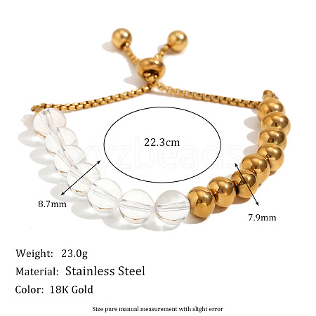 Retro Stainless Steel 18K Gold Acrylic Bead Rope Bracelet PM1309-3-1