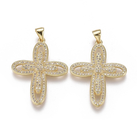 Brass Micro Pave Cubic Zirconia Pendants ZIRC-F115-16G-1