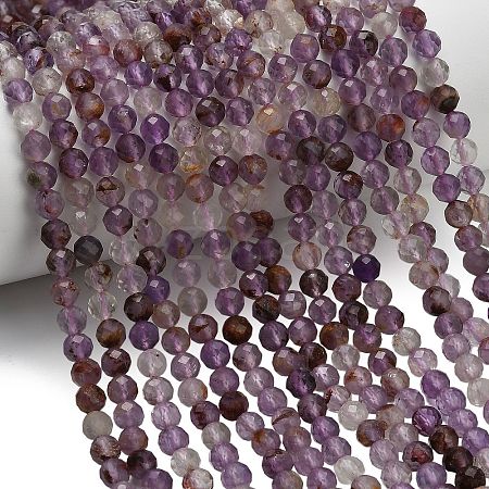 Natural Purple Phantom Quartz/Purple Lodolite Quartz Beads Strands G-L661-A01-5mm-1