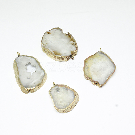 Natural Geode Agate Druzy Slice Pendants G-L461-04B-1