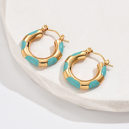 Real 18K Gold Plated 304 Stainless Steel Hoop Earrings LR9688-2-1