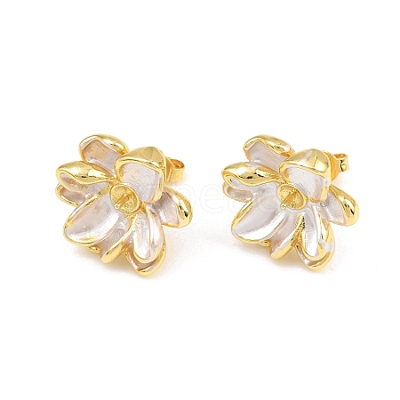 Brass Enamel Stud Earring Findings KK-CBA58F9-01G-01-1