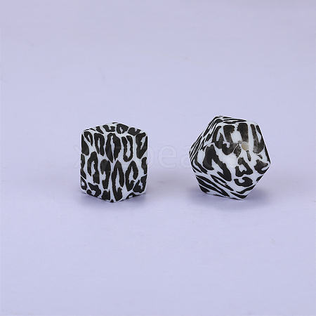 Colorful Pattern Printed Silicone Beads SI-JX0022A-06-1