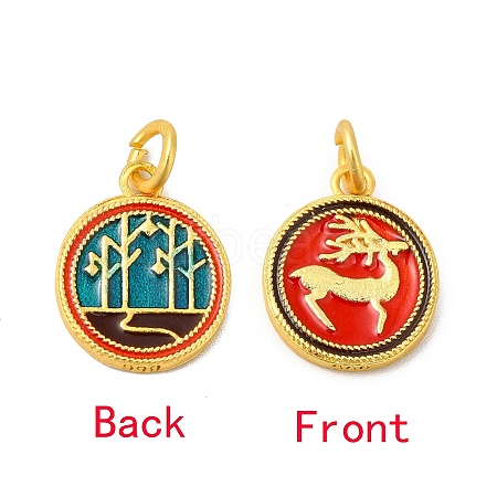 Rack Plating Alloy Enamel Pendants with Jump Ring ENAM-M048-28MG-1