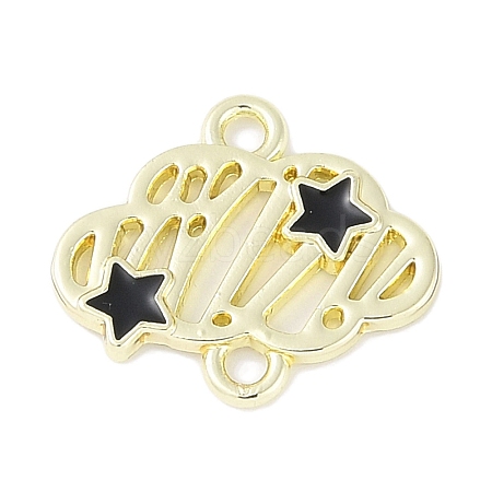 Rack Plating Alloy Black Enamel Cloud with Star Links Connector Charms PALLOY-F018-04G-01-1