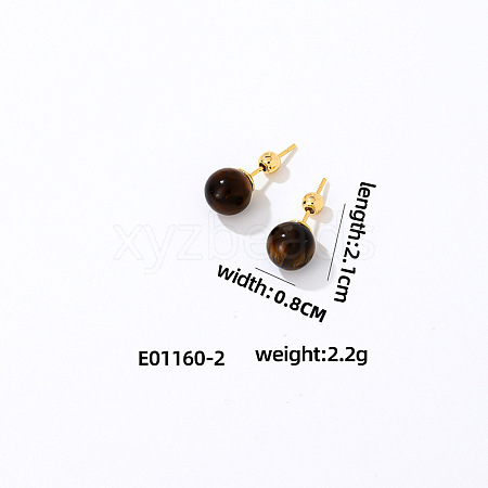 Handmade Fashion Natural Blue Agate Stainless Steel Bead Earrings Accessories for Autumn/Winter VH6205-2-1