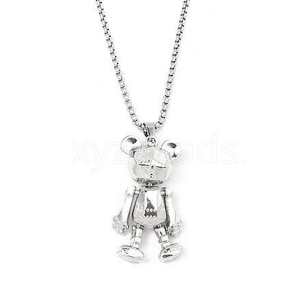 Zinc Alloy with Rhinestone Bear Pendant Necklaces NJEW-M211-13B-P-1