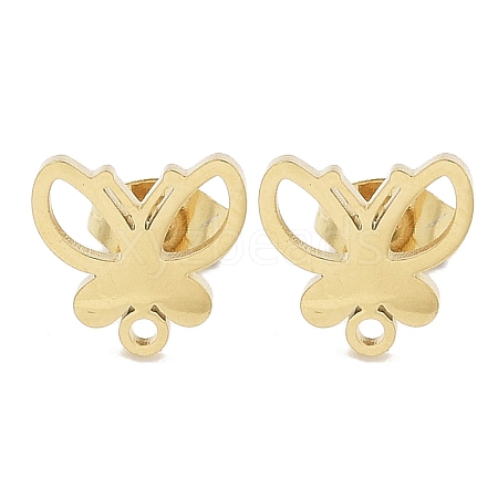 Hollow Butterfly Ion Plating(IP) 304 Stainless Steel Stud Earring Findings STAS-I206-124G-1