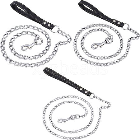 CHGCRAFT 3Pcs 3 Style Iron Curb Chains & PU Leather Handles Ropes AJEW-CA0001-69-1