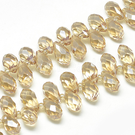 Electroplate Glass Beads Strands X-EGLA-S142-6x12mm-03-1