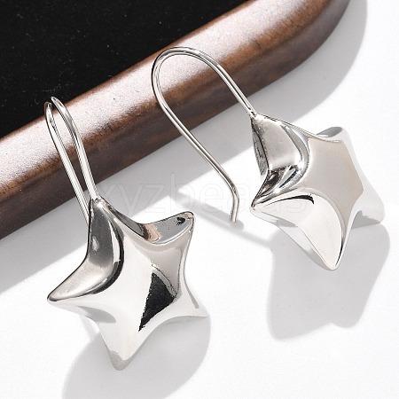 Star Brass Dangle Earrings EJEW-B132-05P-1