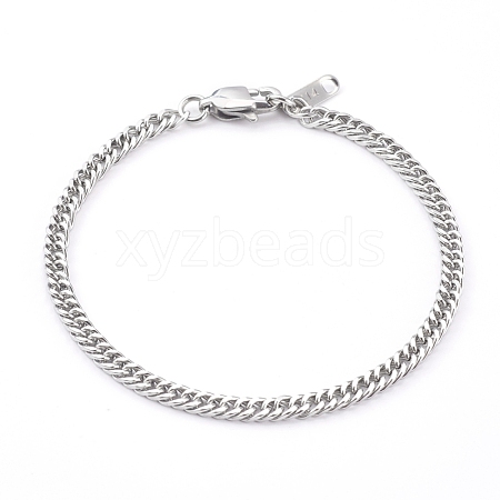 Women's 304 Stainless Steel Diamond Cut Curb Chain Bracelets BJEW-JB06018-01-1