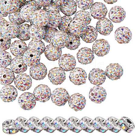 100Pcs Polymer Clay Rhinestone Round Beads RB-SZ0001-04-1