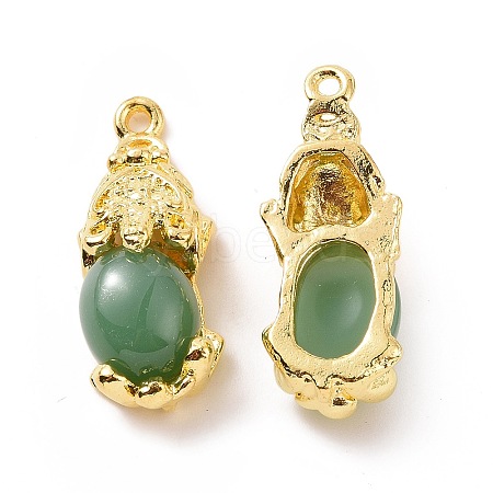 Alloy with Glass Imitation Jade Pendants FIND-G047-06G-02-1