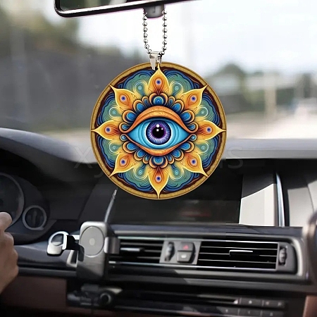 Acrylic Flat Round with Flower & Eye Pendant Decorations PW-WG645EF-01-1