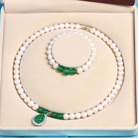 Natural Freshwater Pearl Beaded Necklace & Bracelets Sets for Women WGE4EAE-44-1