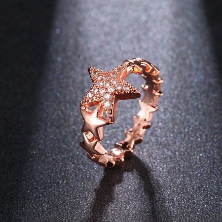 Star Brass Micro Pave Clear Cubic Zirconia Finger Rings for Women FS-WGB2D32-06-1