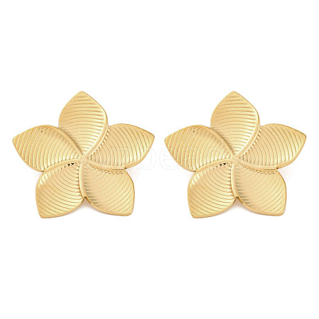 304 Stainless Steel Flower Stud Earrings For Women EJEW-B110-02G-01-1