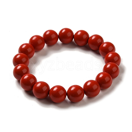 12mm Round Cinnabar Mala Beaded Stretch Bracelets BJEW-B080-25B-1