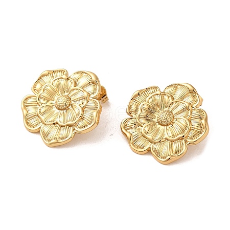 Flower 304 Stainless Steel Stud Earrings for Women EJEW-U003-03G-1