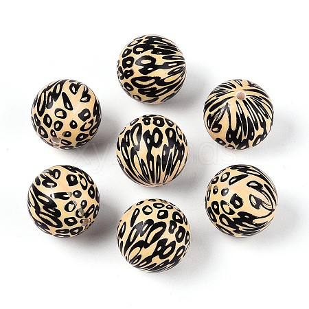 ABS Plastic Leopard Print Round Beads SACR-T017-75A-02-1