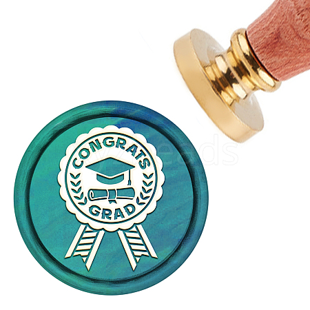 Brass Wax Seal Stamp with Handle AJEW-WH0184-0172-1