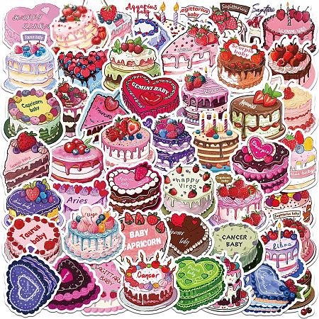 50Pcs Cartoon Constellation Cake PVC Adhesive Waterproof Stickers PW-WG750DE-01-1