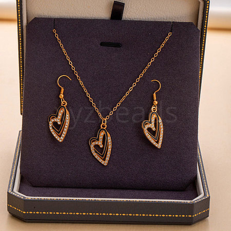 Alloy Rhinestone & Enamel Pendant Necklaces & Dangle Earrings Sets for Women FS-WGD52C4-01-1