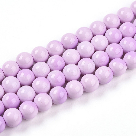 Baking Paint Glass Beads Strands DGLA-N012-8mm-02-1